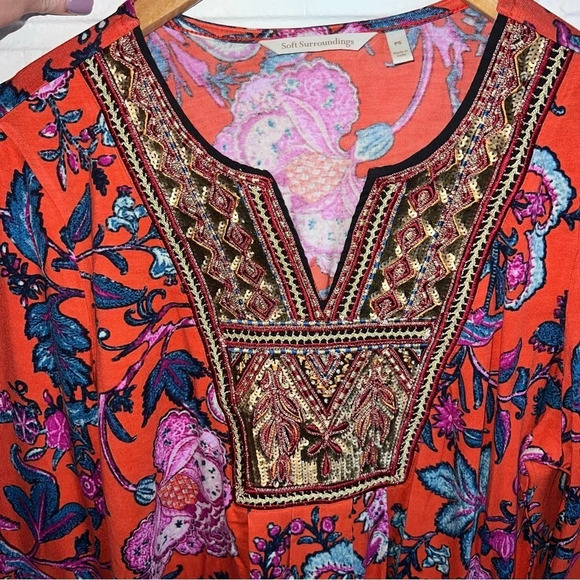 Soft Surroundings Samara Sequins embroidered floral tunic, Women’s Size Small P - Picture 7 of 8